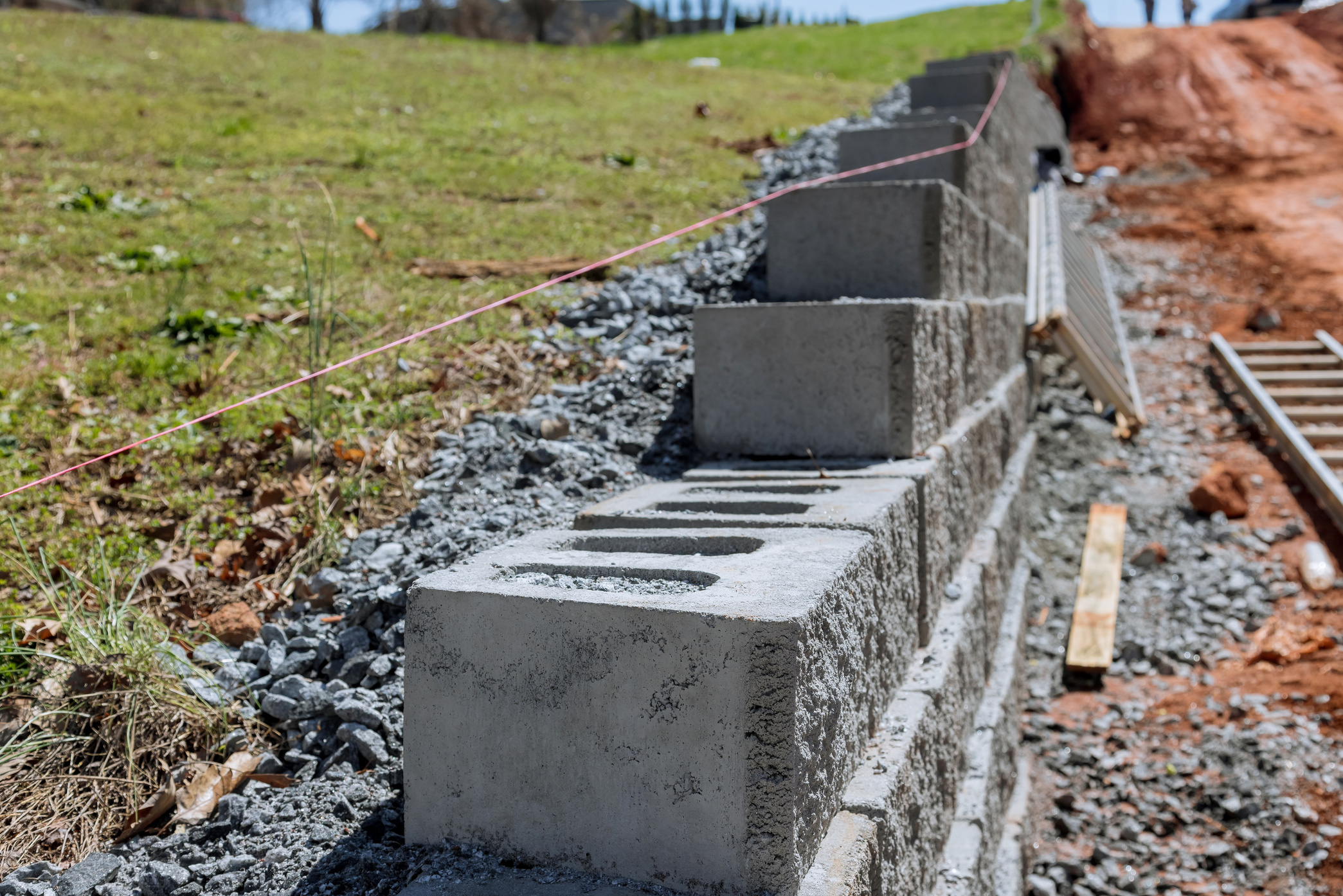 It was necessary to build a retaining wall on a property to near new home